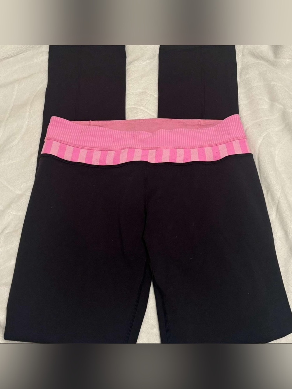 Lululemon Black Leggings with Pink Waistband